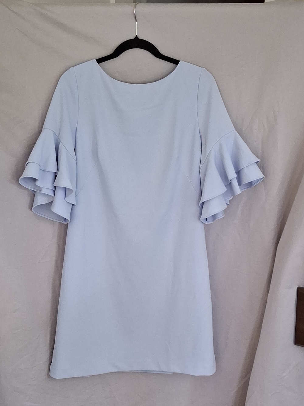 Lauren Ralph Lauren Blue Ruffle Bell Sleeve Sheath Dress Size 12